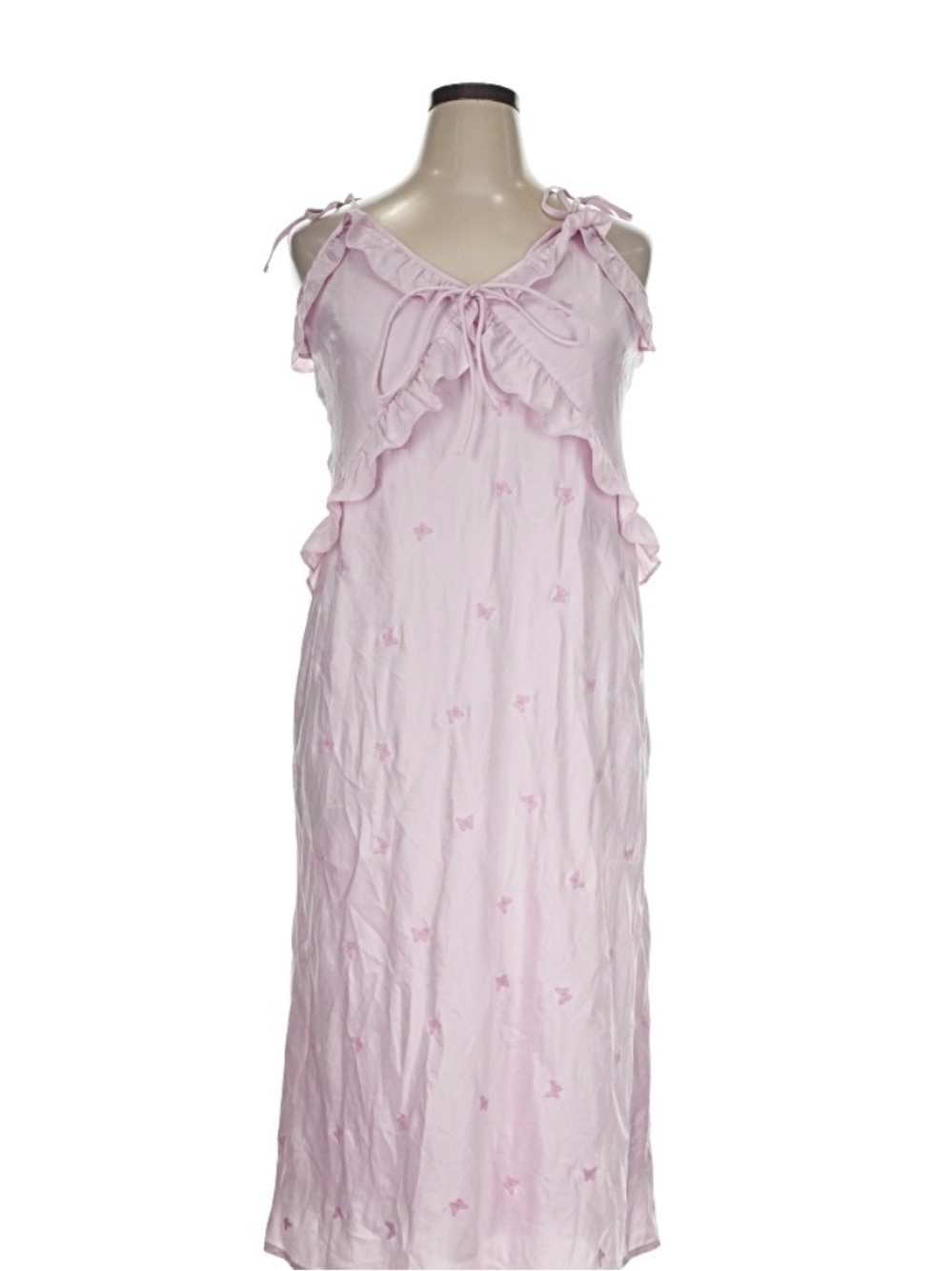 wild fable Light Pink Ruffle Sleep Dress